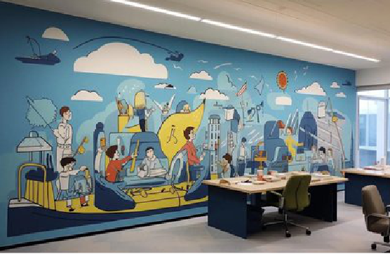  武宁办公室墙绘的特点。