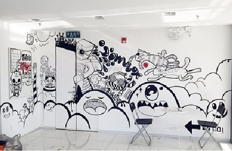  武宁手绘墙并非传统涂鸦。